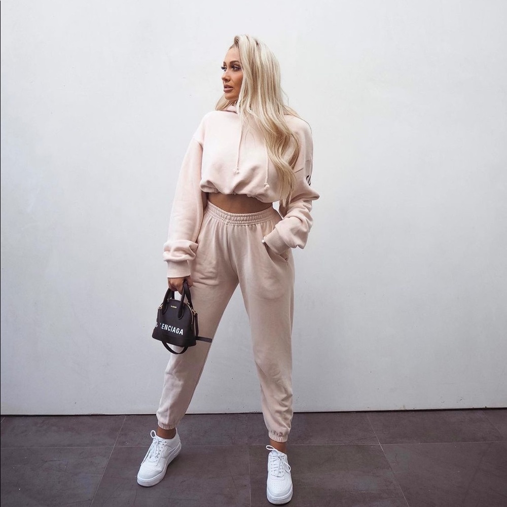 SLA Crop Hoodie in Nude